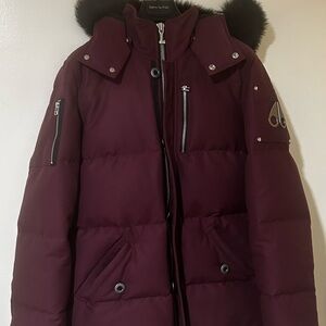 Moose Knuckles Burgundy Jacket with Embroidered Detail